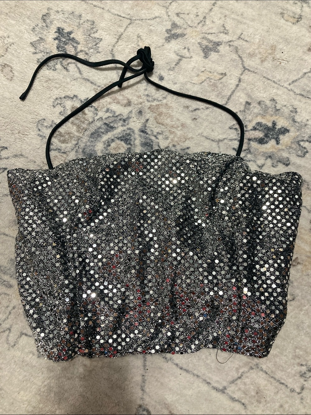 Silver Sequin Crop Top